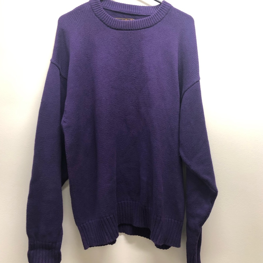 Vintage Men's Eddie Bauer Purple Knit Crew Sweater